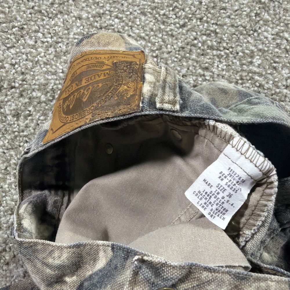 Vintage Cabelas Camo Pants Men's Mossy Oak USA Made Size 36/30 Riveted Denim Sty - Picture 3 of 9